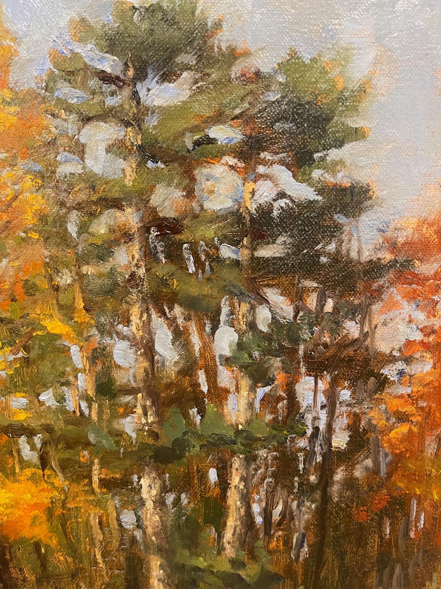 Toile Huile sur toile « Autumn Woods » encadrée par Sue Foell en vente