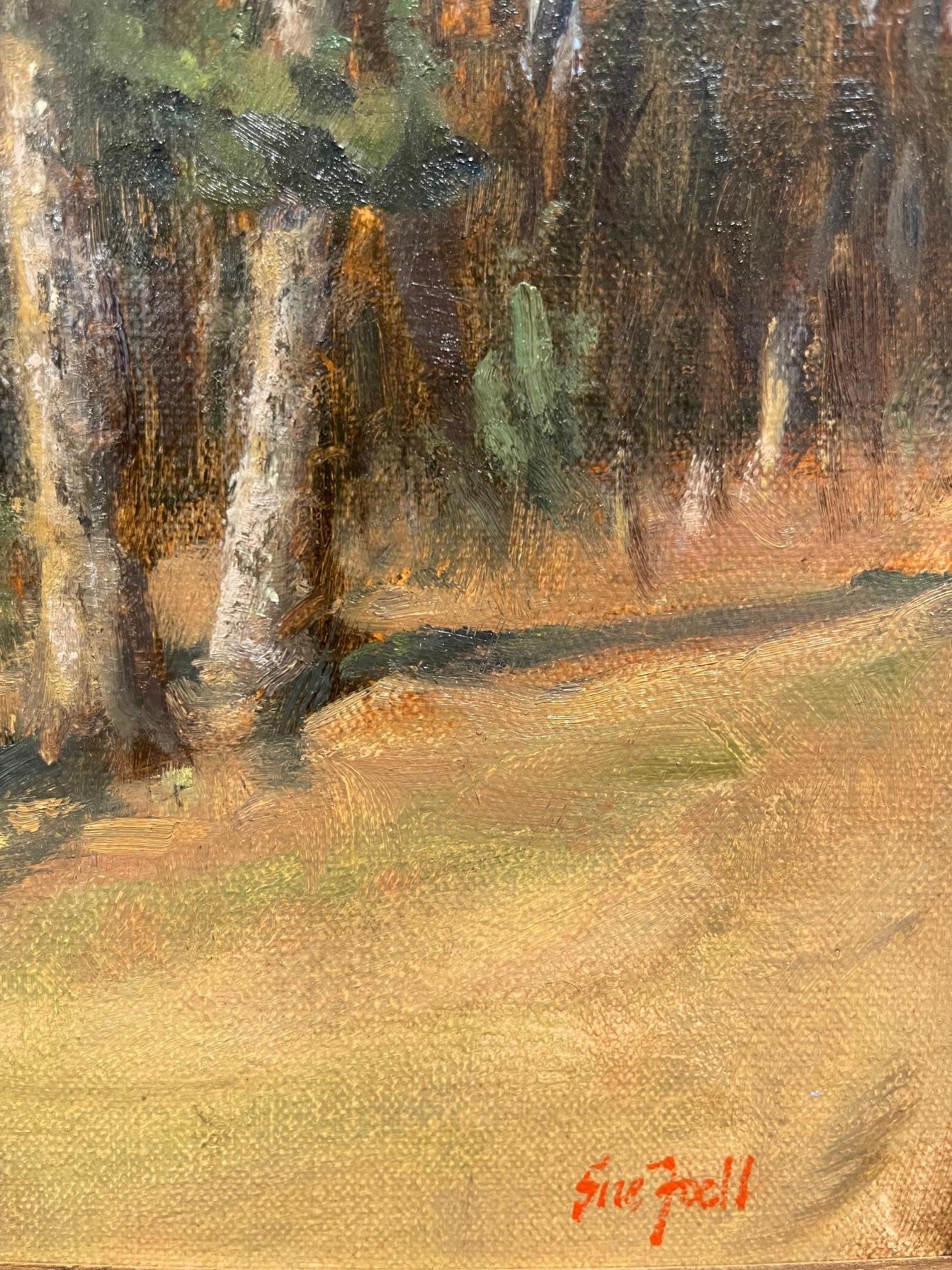 Huile sur toile « Autumn Woods » encadrée par Sue Foell en vente 1