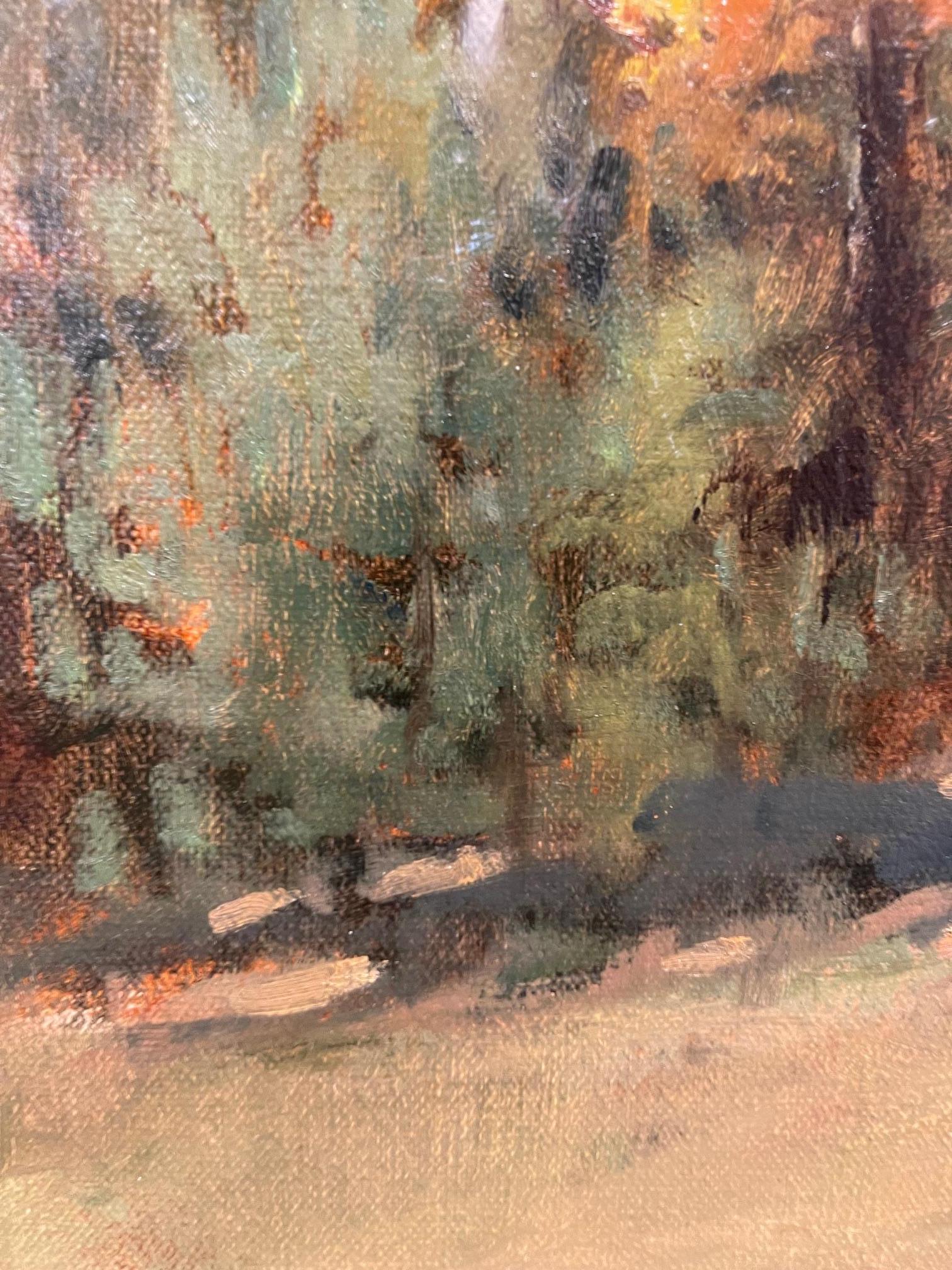 Huile sur toile « Autumn Woods » encadrée par Sue Foell en vente 2