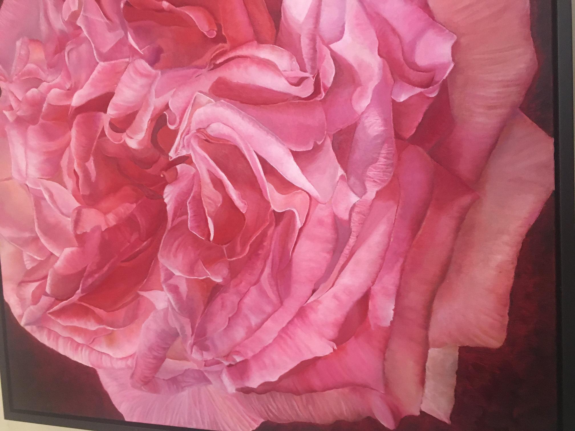 Gerahmtes Ölgemälde auf Leinwand Rosa Rose „ Viviene“ von Shelly Gurton im Zustand „Neu“ im Angebot in Savannah, GA