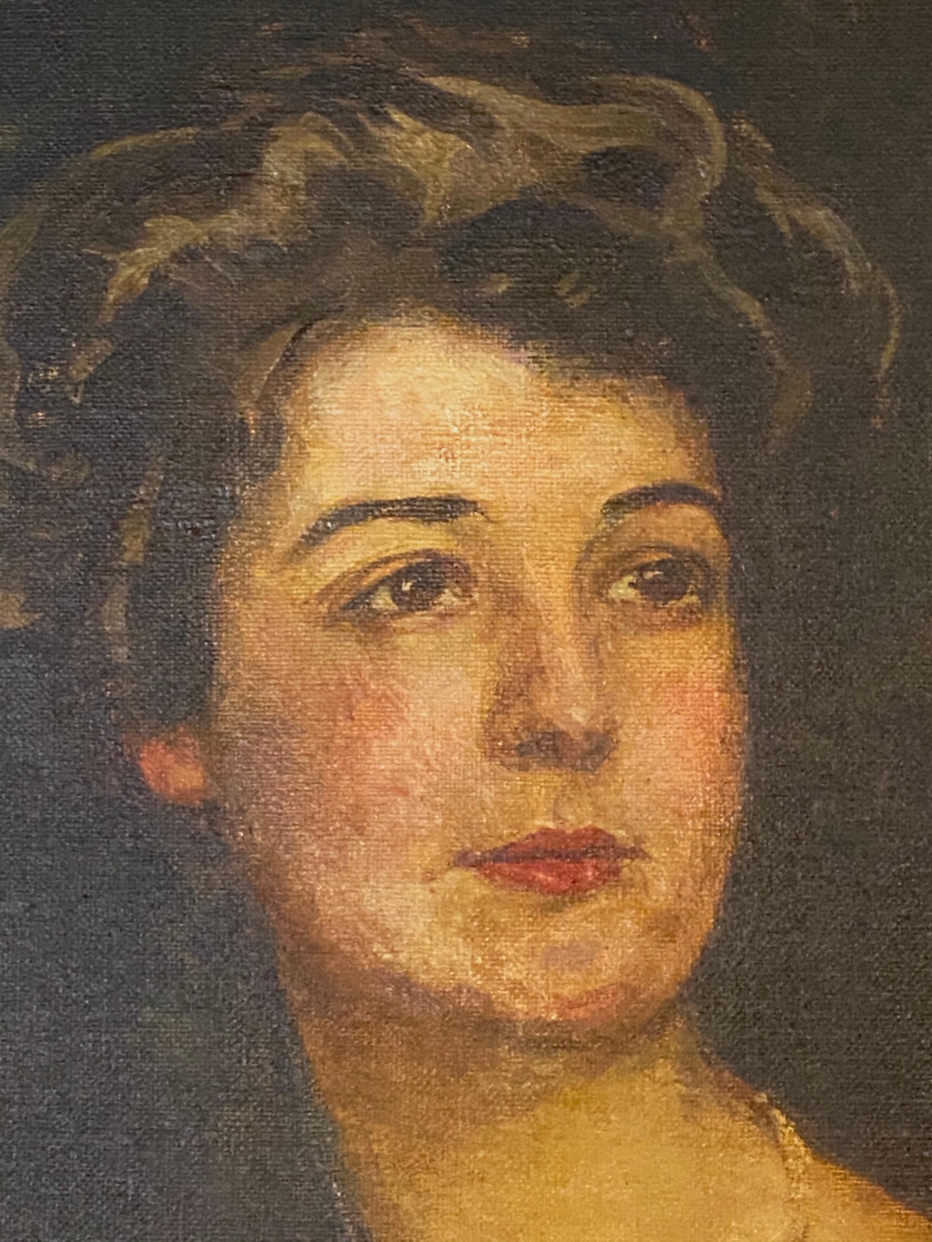 North American Framed Oil on Canvas Portrait of a Woman