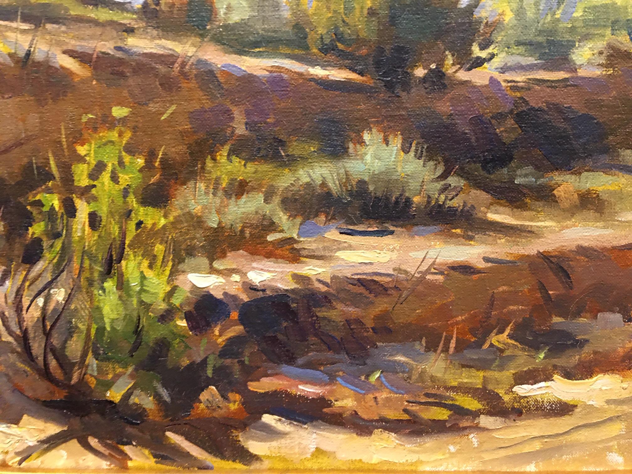 Huile sur toile encadrée « Santa Fe River Bed » Scène du désert du Nouveau-Mexique Jeff Markowsky Neuf à Savannah, GA