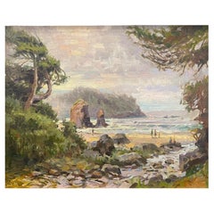 Huile sur toile « Trinidad Bay - Eureka » encadrée, scène de plage, Jeff Markowsky