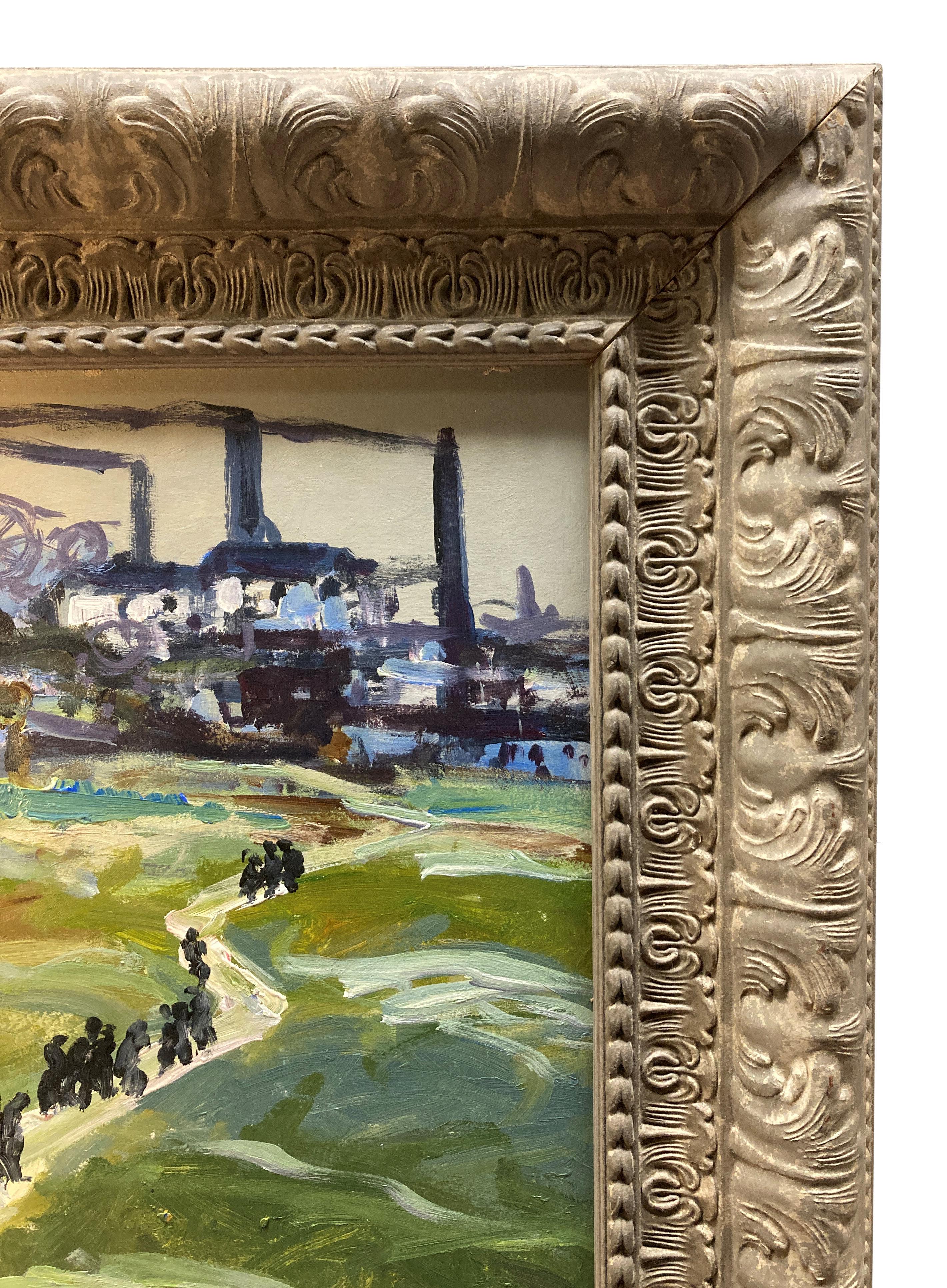 Anglais Huile sur panneau encadrée, représentant une scène de mine de charbon en vente