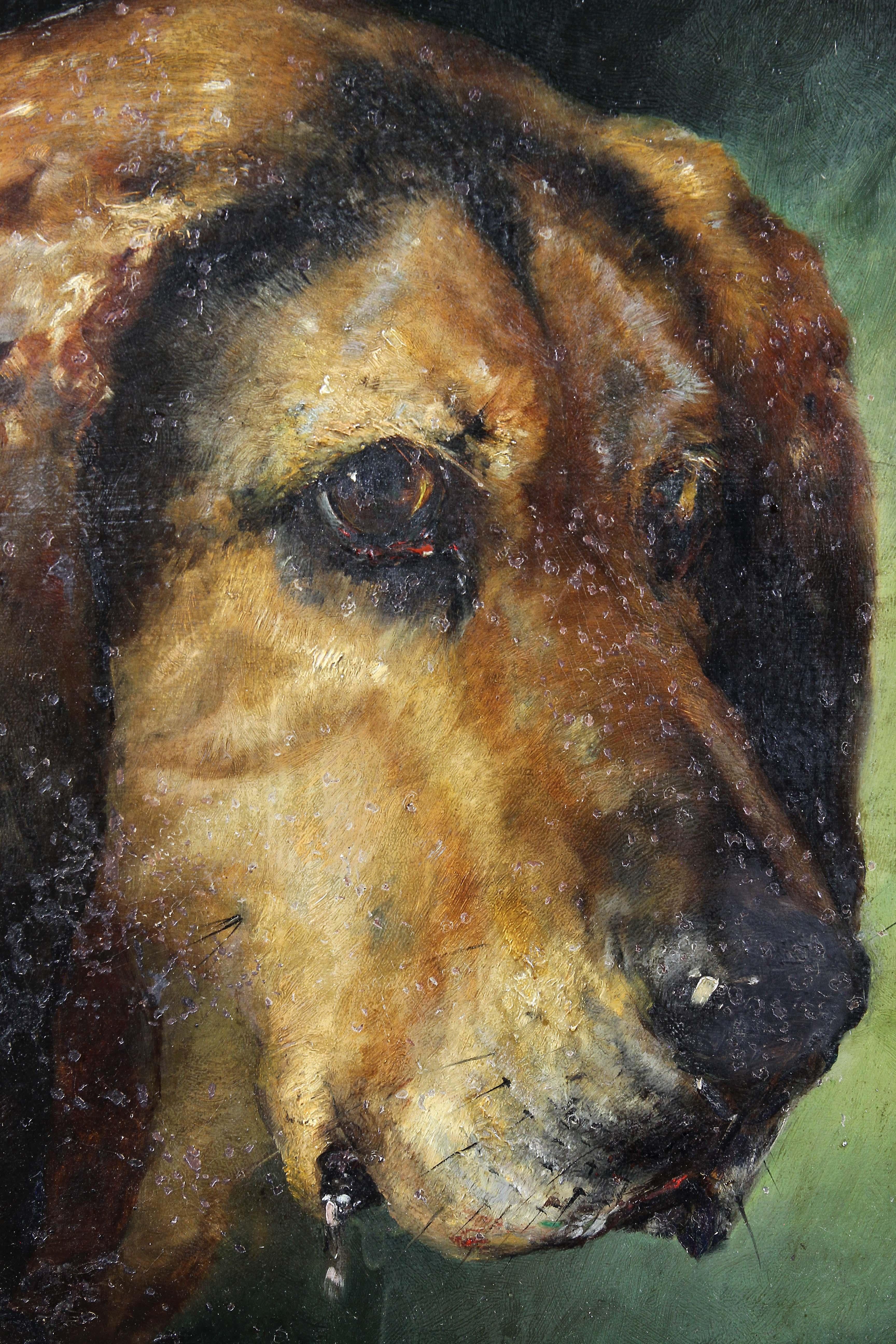 Victorian Framed Oil on Panel of a Dog