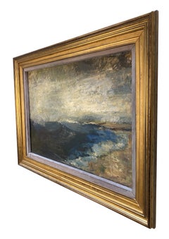 Óleo sobre tabla enmarcado Paisaje marino a la manera de Turner