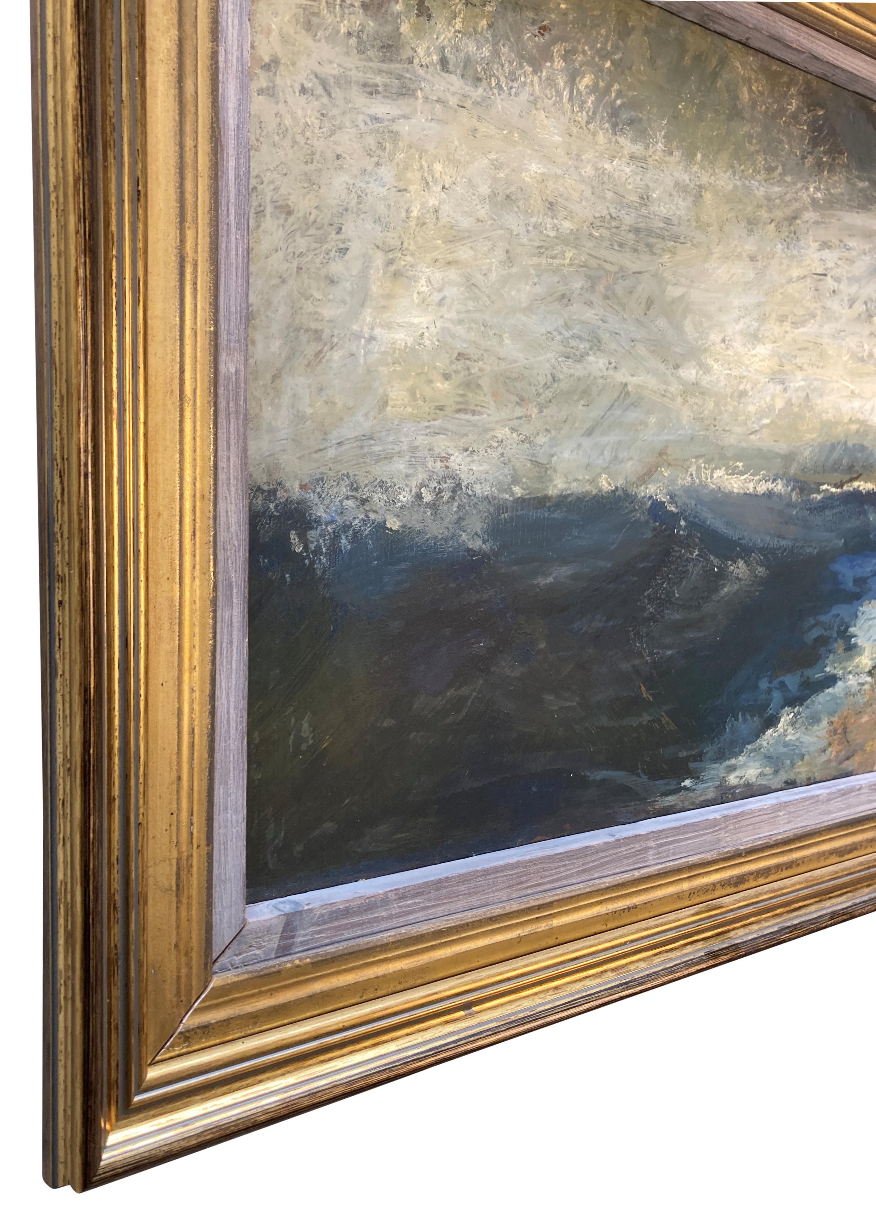 Framed Oil On Panel Seascape In The Manner Of Turner (Englisch) im Angebot