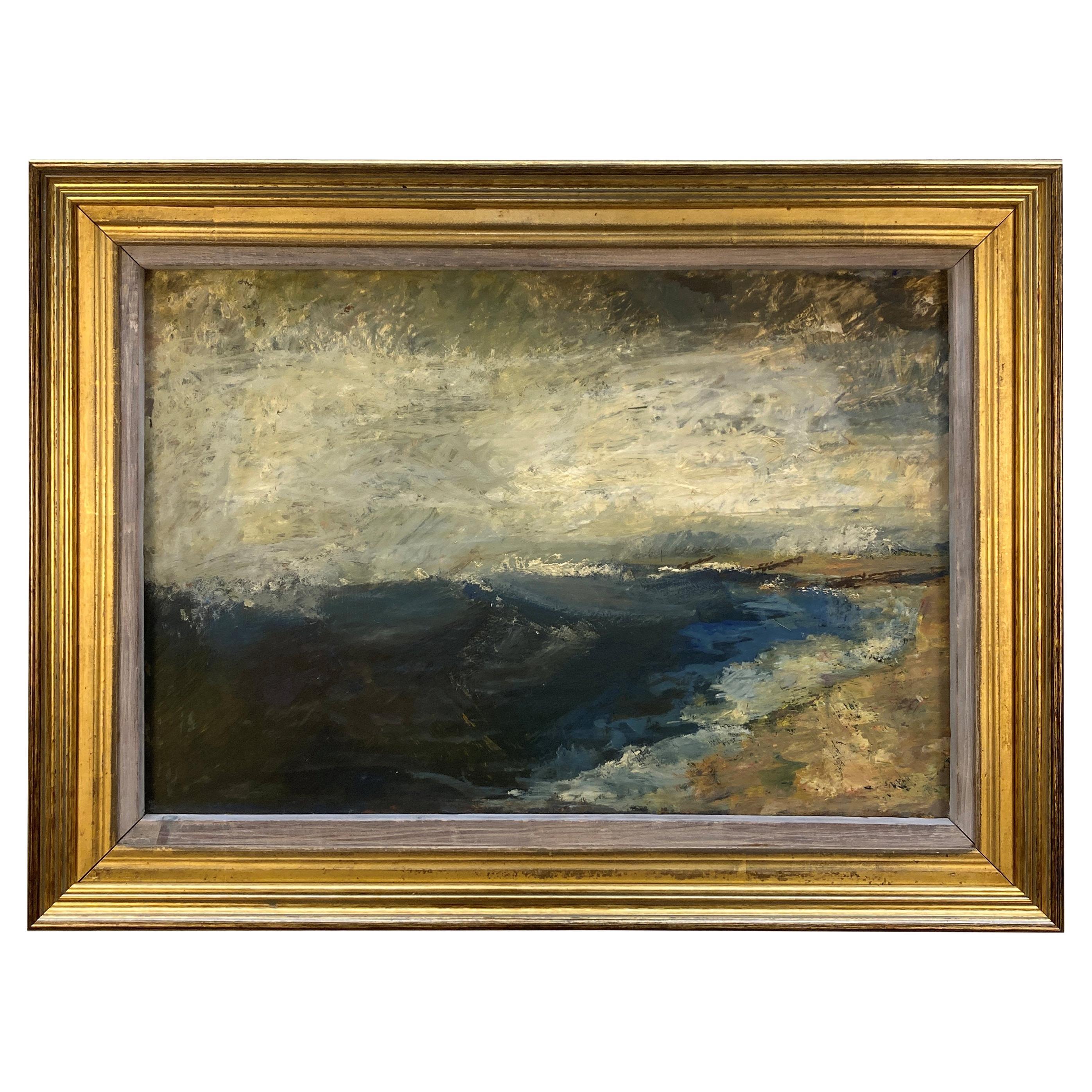 Framed Oil On Panel Seascape In The Manner Of Turner