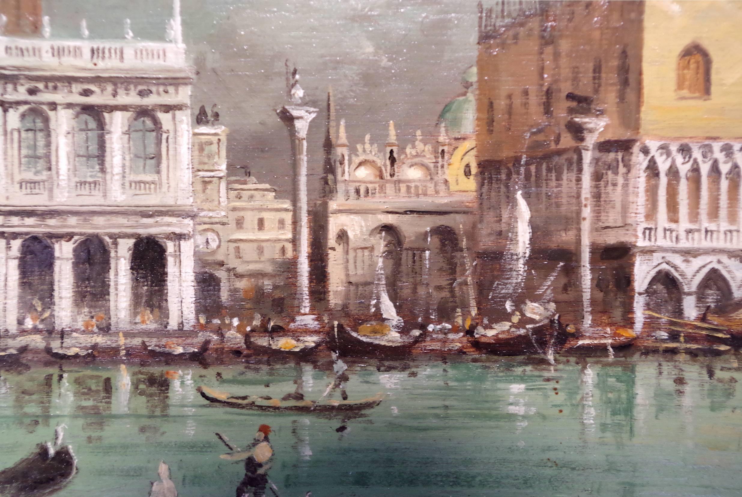 Other Framed Oil on Panel, View of Venice, Signed by Paolo Lucatello Late 20th Century