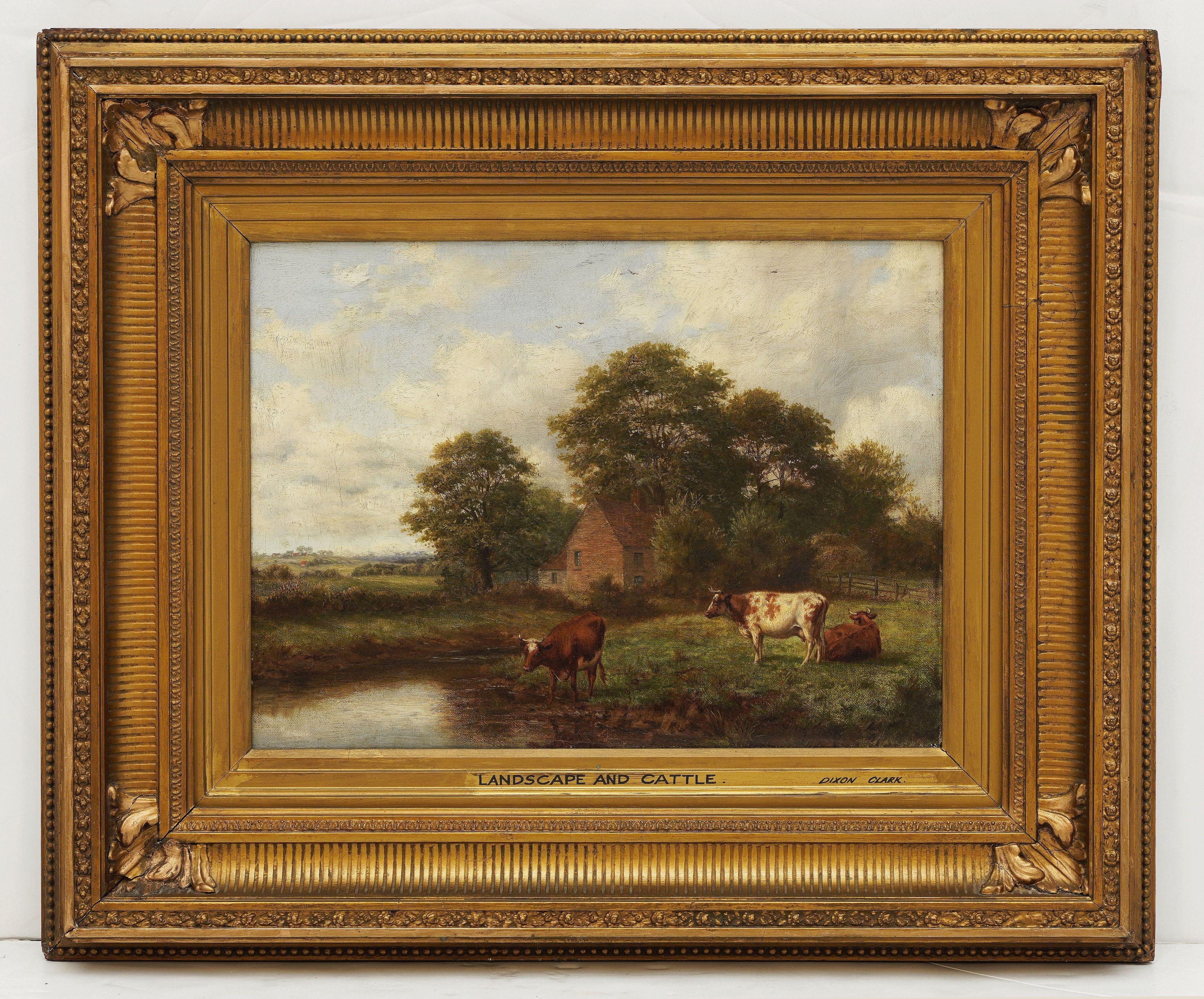 Quadro ad olio incorniciato di Joseph Dixon Clark (Paesaggio e bestiame) in vendita 4