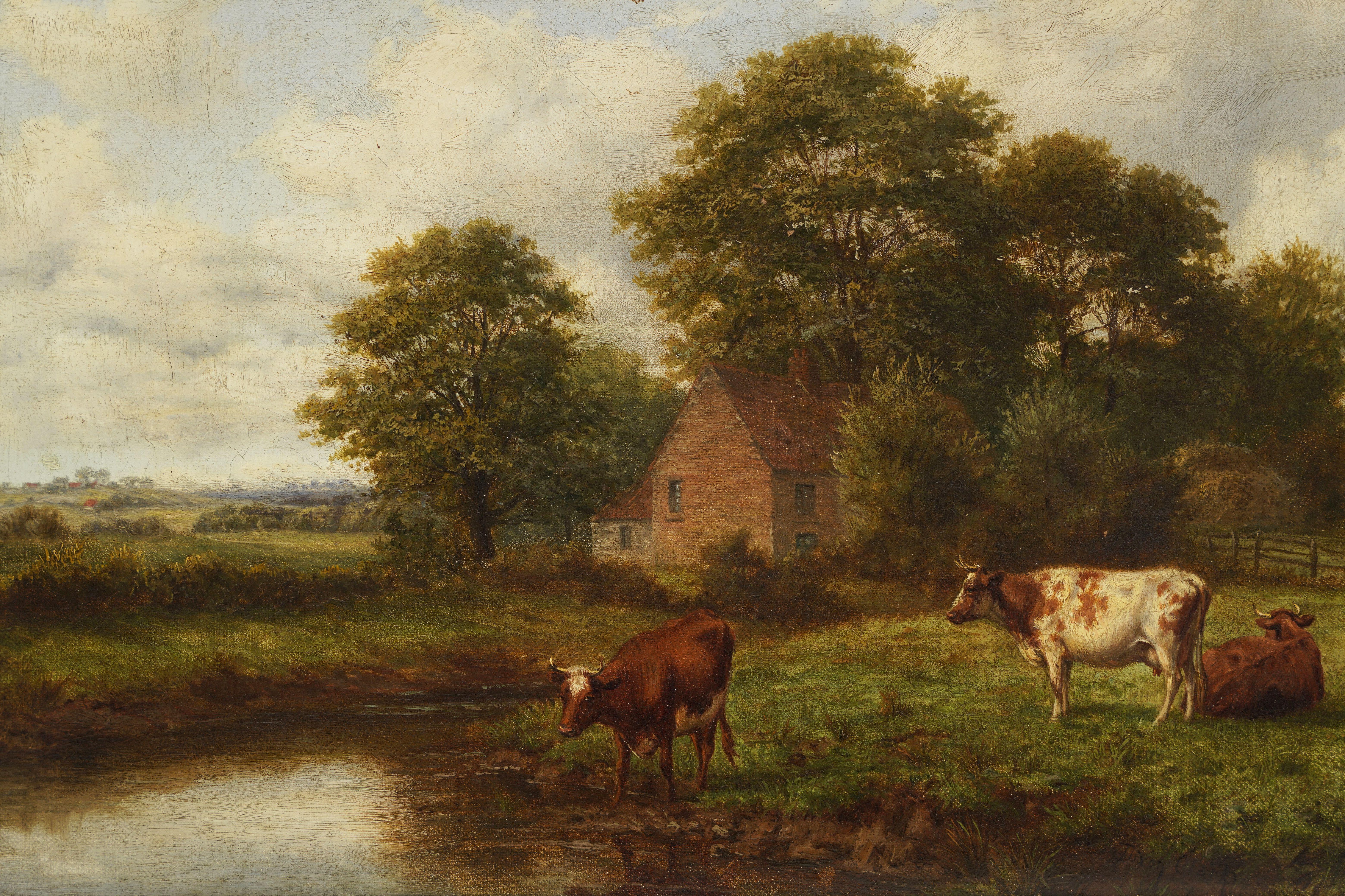 Quadro ad olio incorniciato di Joseph Dixon Clark (Paesaggio e bestiame) in vendita 5