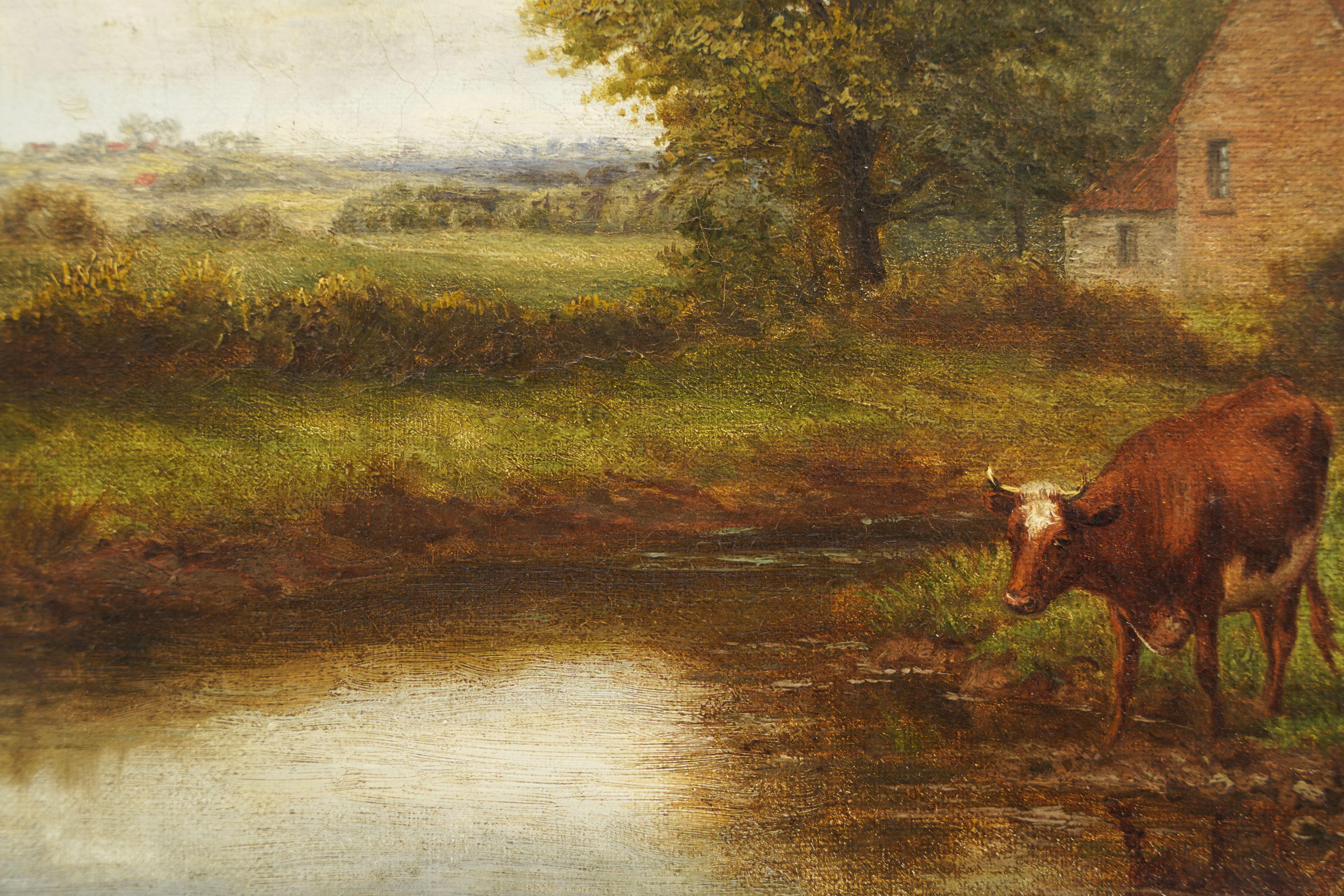Quadro ad olio incorniciato di Joseph Dixon Clark (Paesaggio e bestiame) in vendita 7
