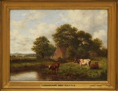 Framed Oil Painting by Joseph Dixon Clark (Landscape and Cattle)