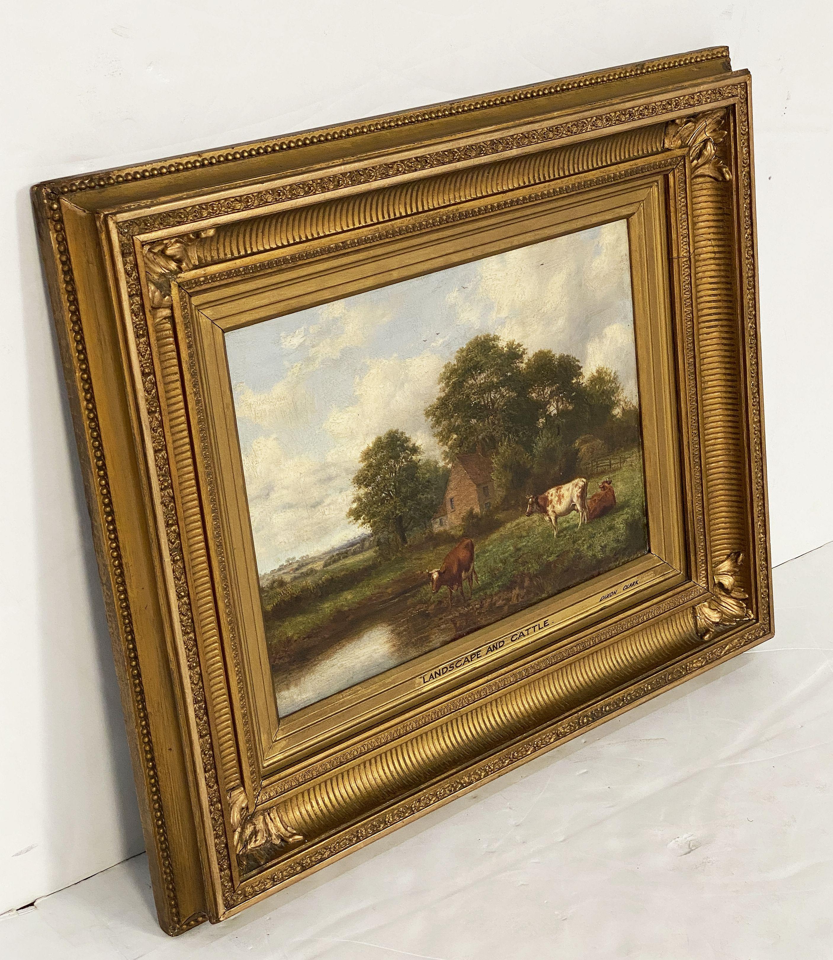 XX secolo Quadro ad olio incorniciato di Joseph Dixon Clark (Paesaggio e bestiame) in vendita