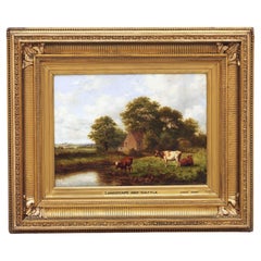 Quadro ad olio incorniciato di Joseph Dixon Clark (Paesaggio e bestiame)