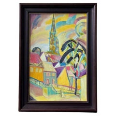 Vintage Framed Oil Painting, German Expressionism, First Half of 20c