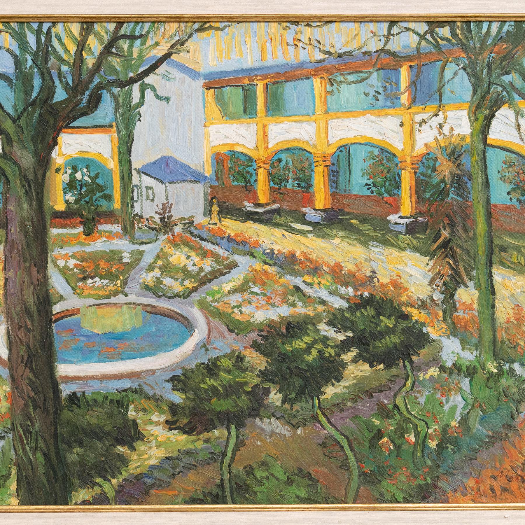 Framed Oil Painting in the Style of Vincent van Gogh, circa 1970 In Good Condition For Sale In Barcelona, ES