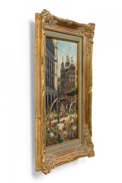 Framed Oil Painting of a Spanish Street Scene