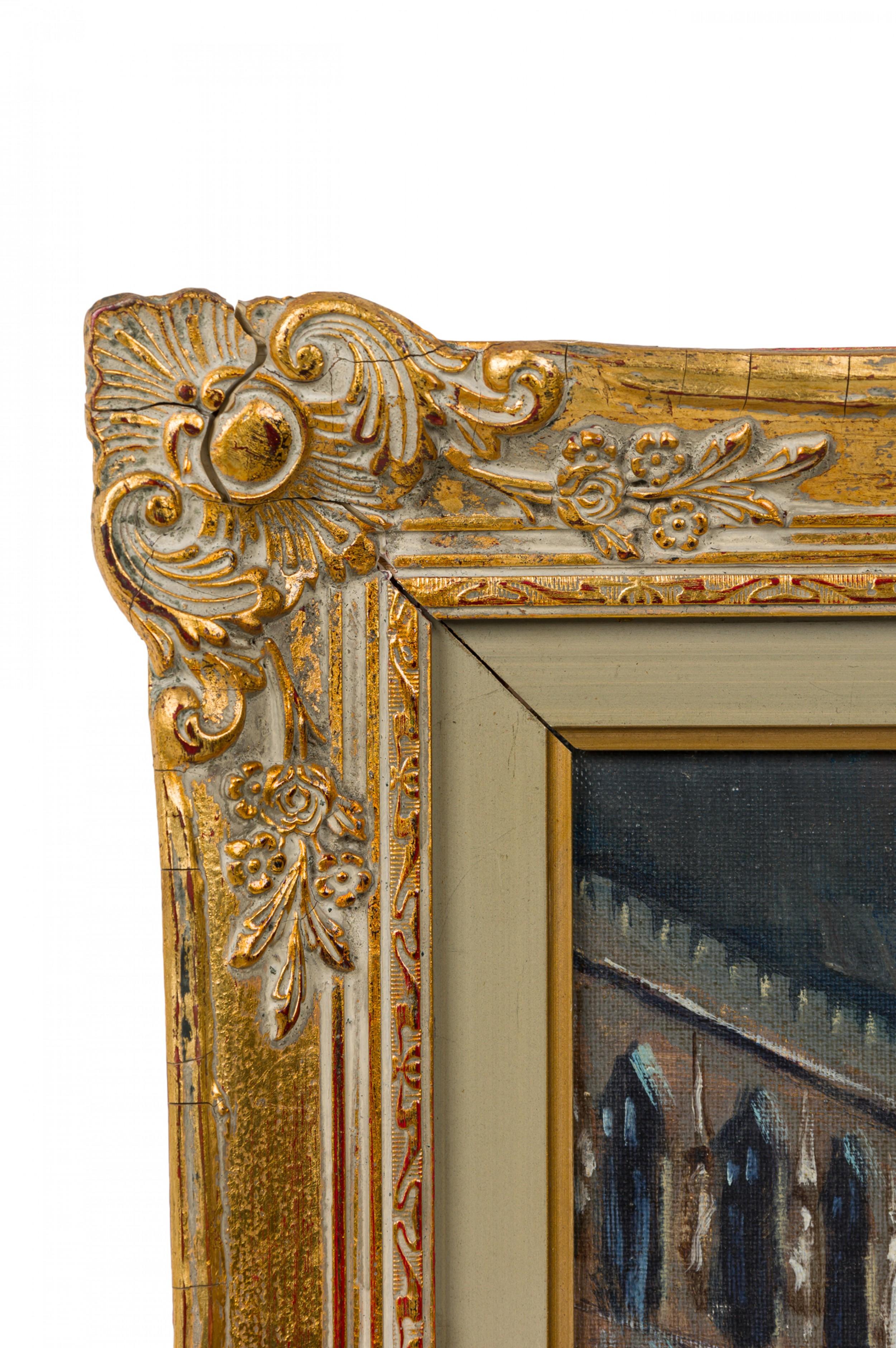 Mid-Century Modern Framed Oil Painting of a Spanish Street Scene For Sale