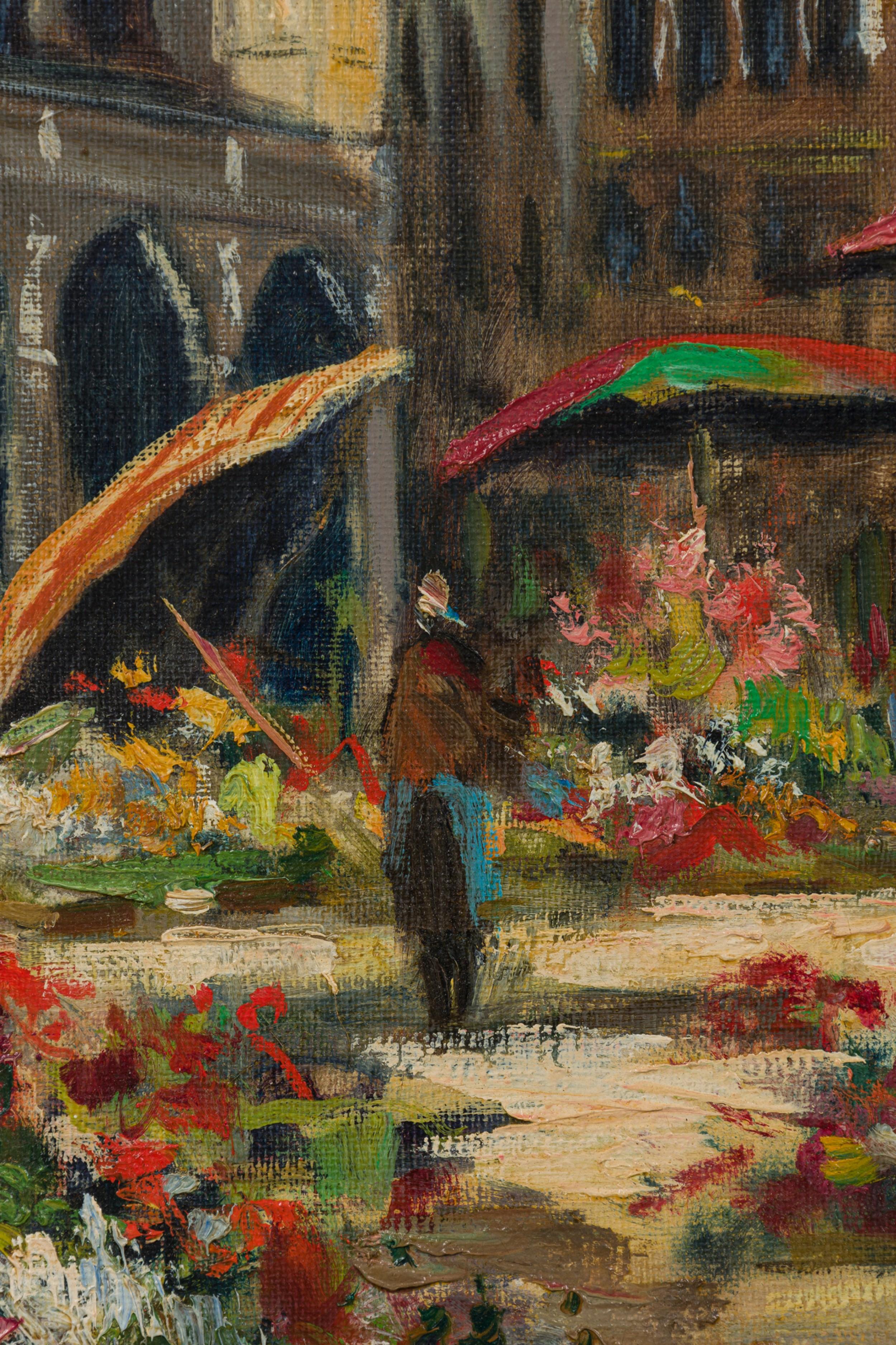 Italian Framed Oil Painting of a Spanish Street Scene For Sale