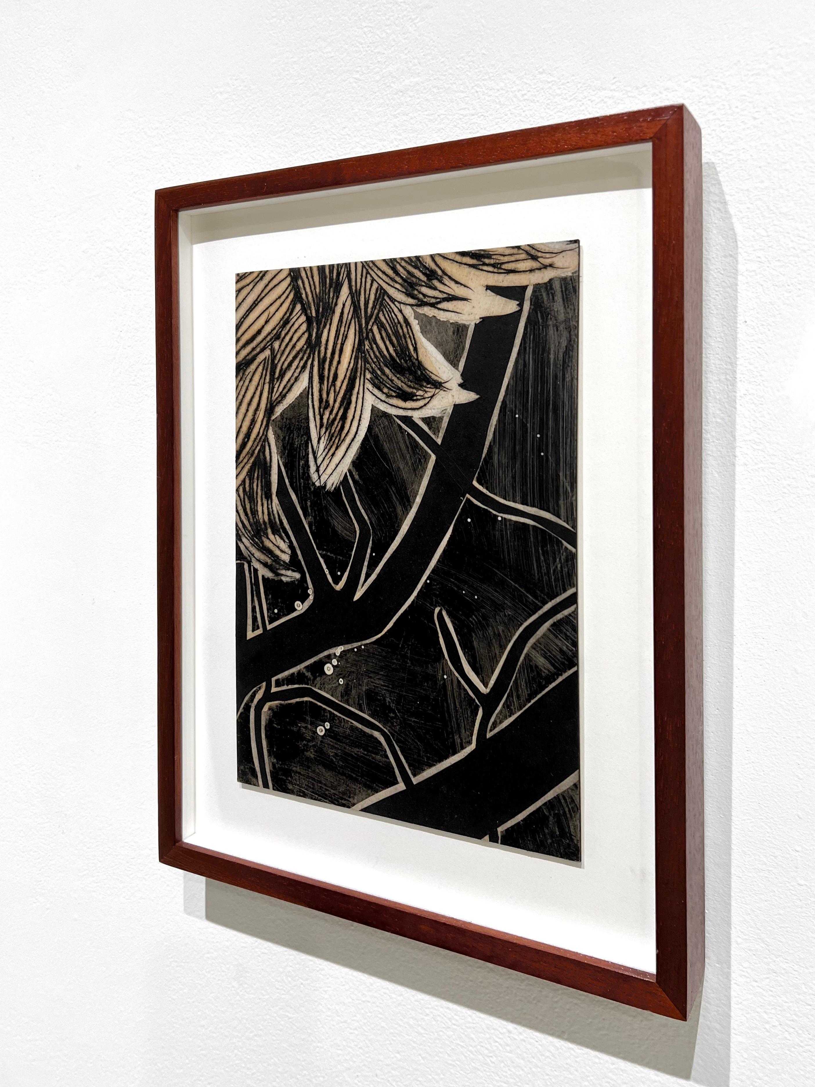 Framed oil painting on board by Sara Skaaning.
Based in the Island Mon, Denmark, the visual artist Sara Skaaning starts from her surroundings that twists and transforms until completely different and unique forms are created.
Frame dimensions: 14