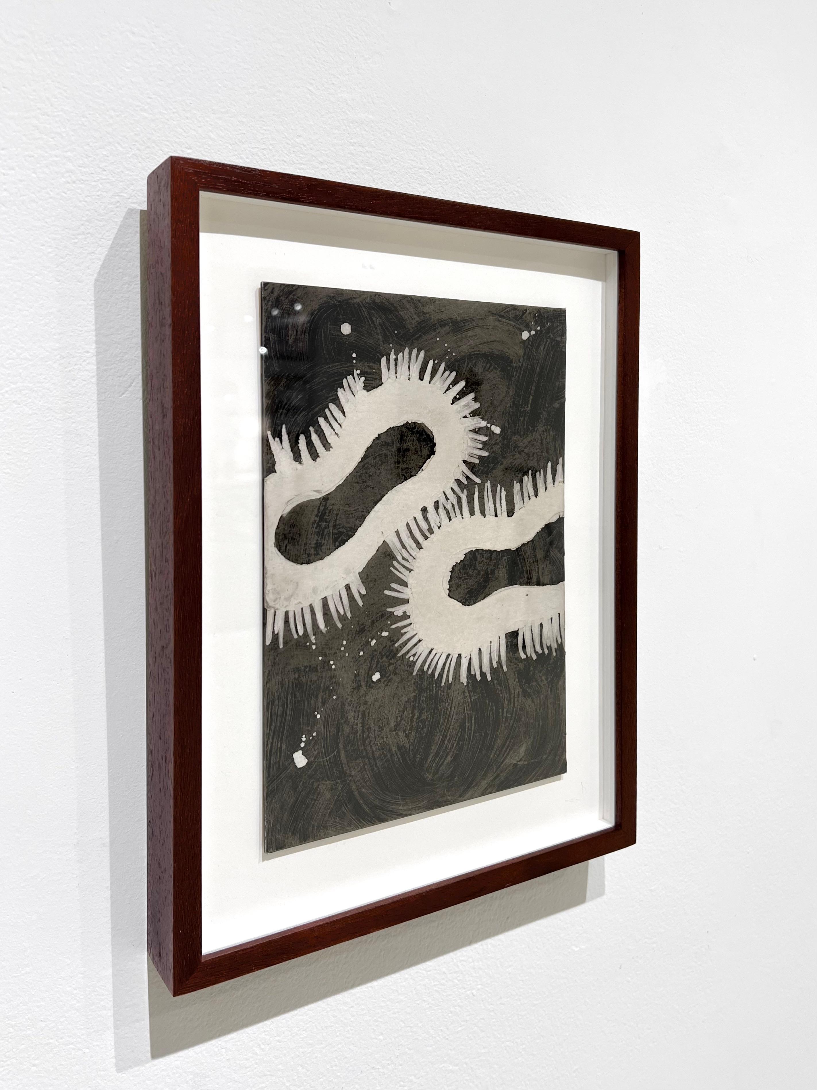 Framed oil painting on board by Sara Skaaning.
Based in the Island Mon, Denmark, the visual artist Sara Skaaning starts from her surroundings that twists and transforms until completely different and unique forms are created.
Frame dimensions: 14