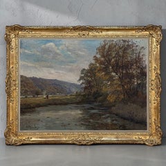 Gerahmtes Ölgemälde auf Leinwand von Albert Dandoy (1885-1977) 'Tailfer Pond'