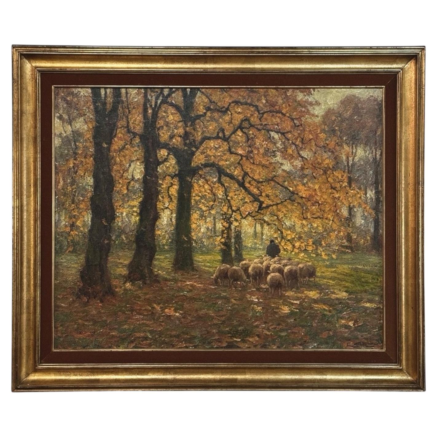 Framed Oil Painting on Canvas by Alphonse van Beurden Jr. (1878–1962) For Sale