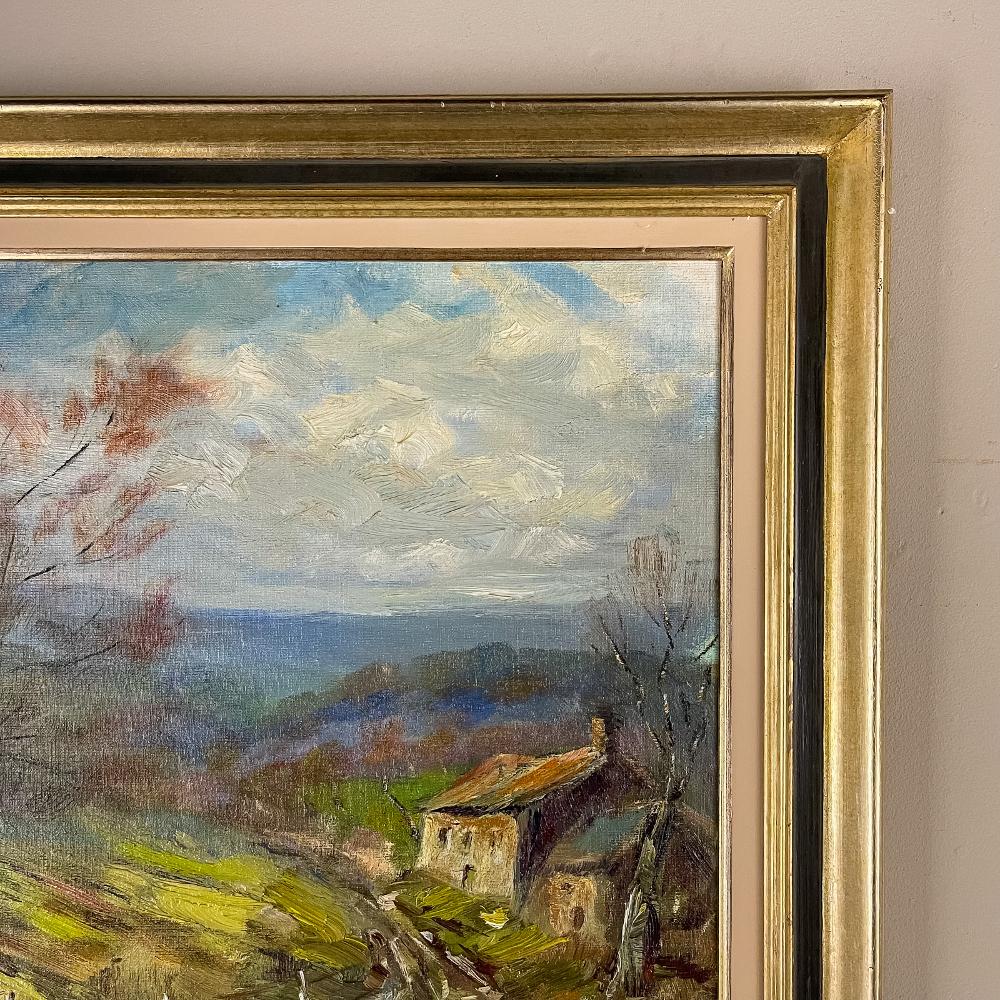 Framed Oil Painting on Canvas by Emma Croteux In Good Condition For Sale In Dallas, TX