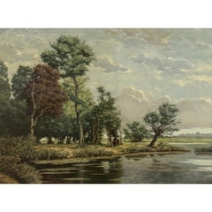 Framed Oil Painting on Canvas, Barbizon School, Early 20th Century