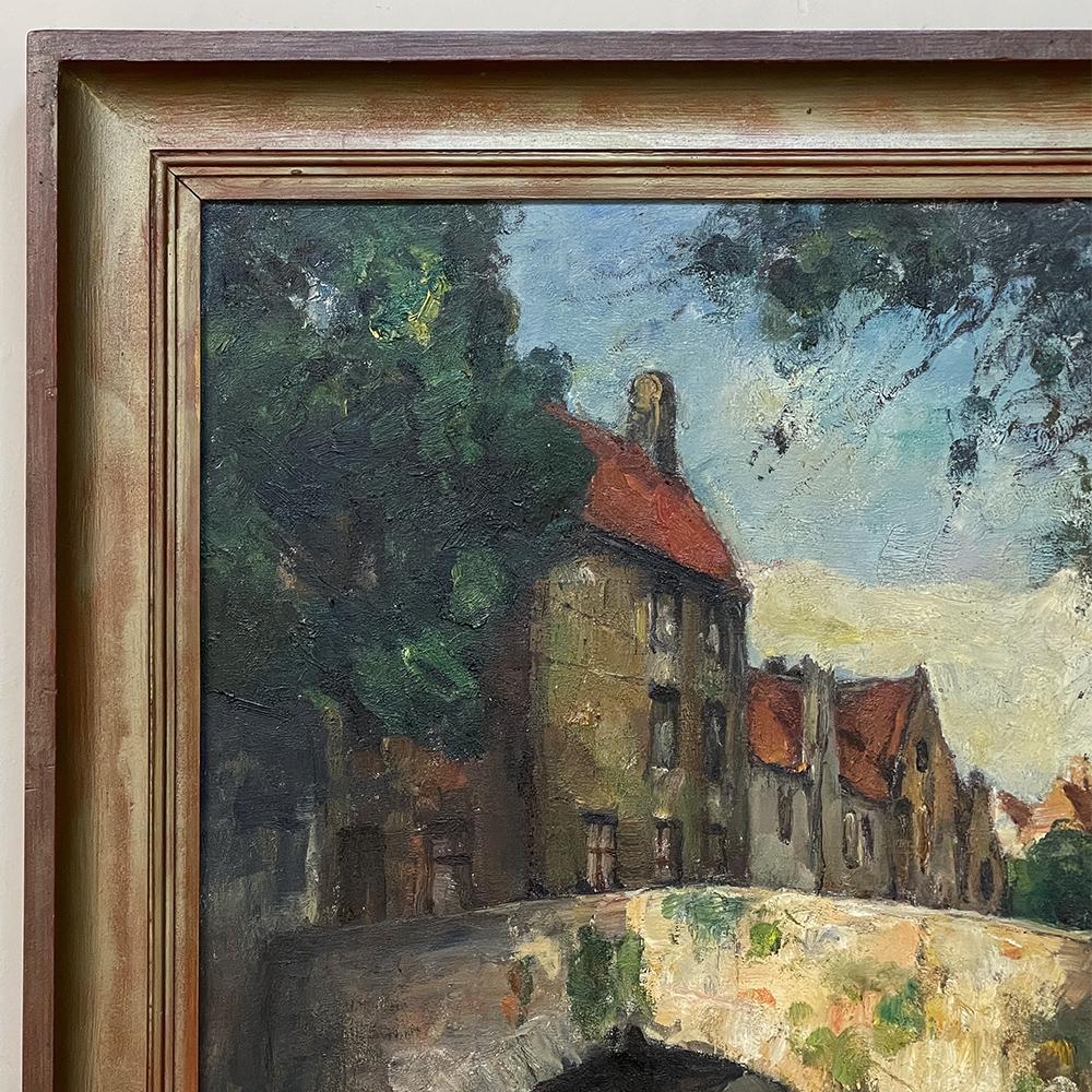 Framed Oil Painting on Canvas by Leo Mechelaere In Good Condition For Sale In Dallas, TX