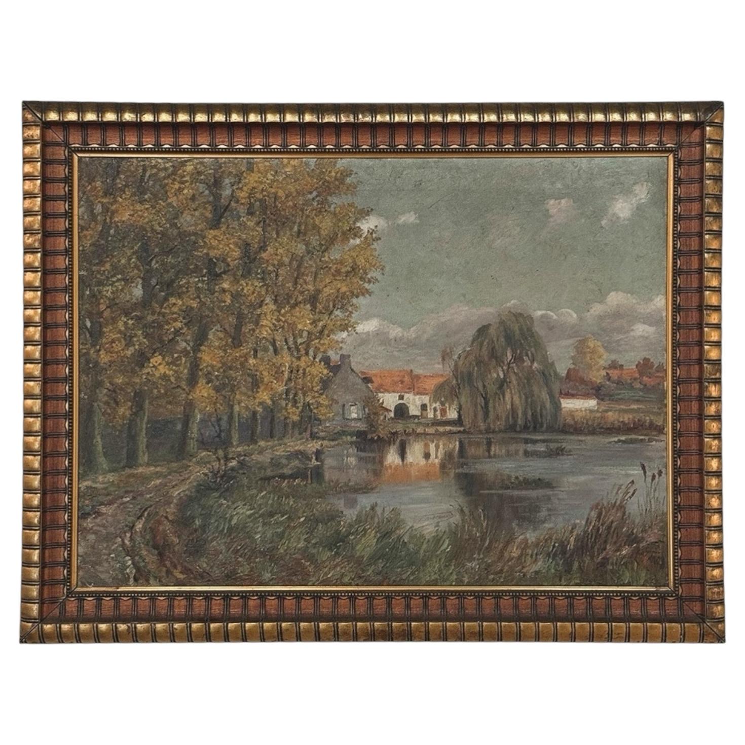 Gerahmtes Ölgemälde auf leinwand von Léon Dardenne (1865-1912) 'Seeblick'
