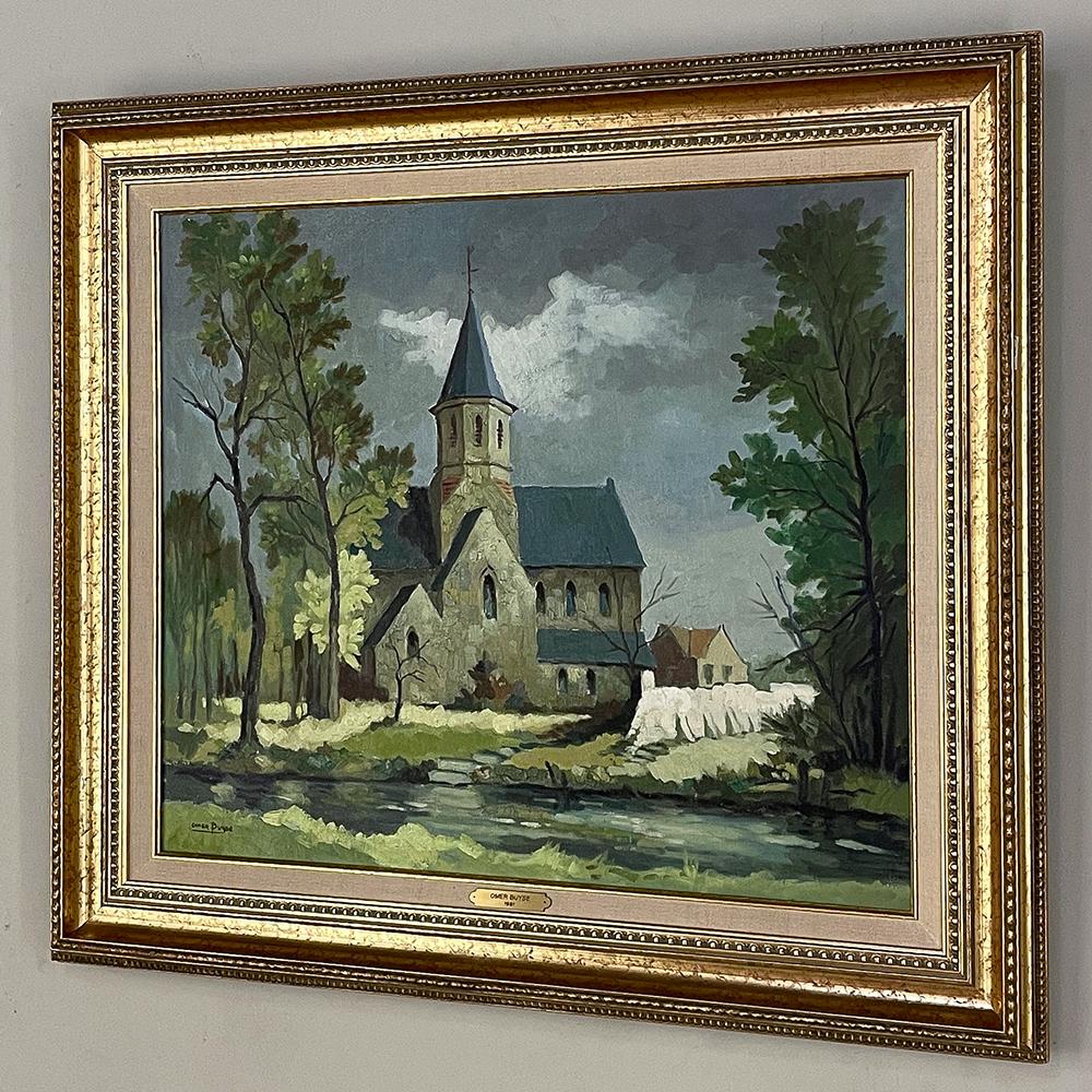 Belgian Framed Oil Painting on Canvas by Omer Buyse, Dated 1981 For Sale