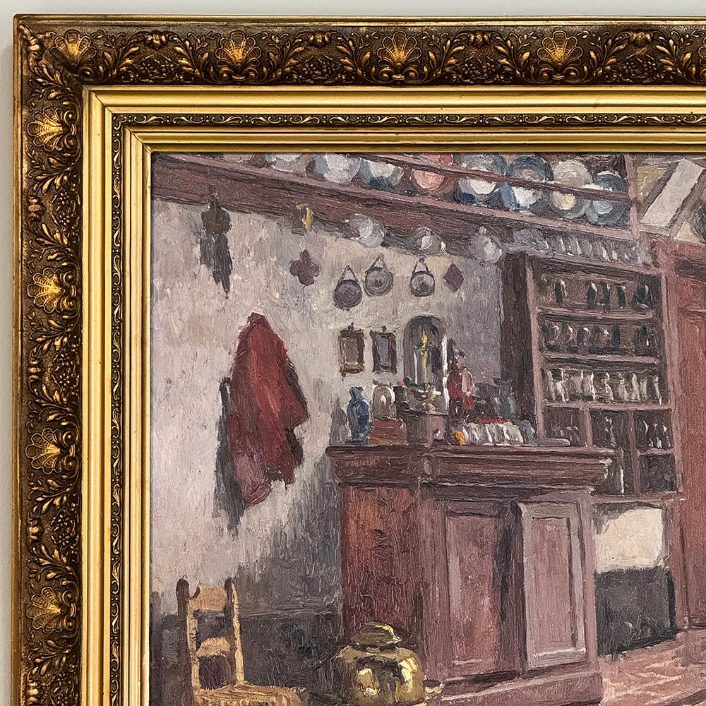 Framed Oil Painting on Canvas by Victor Waegemaeckers, ca. 1890s In Good Condition For Sale In Dallas, TX
