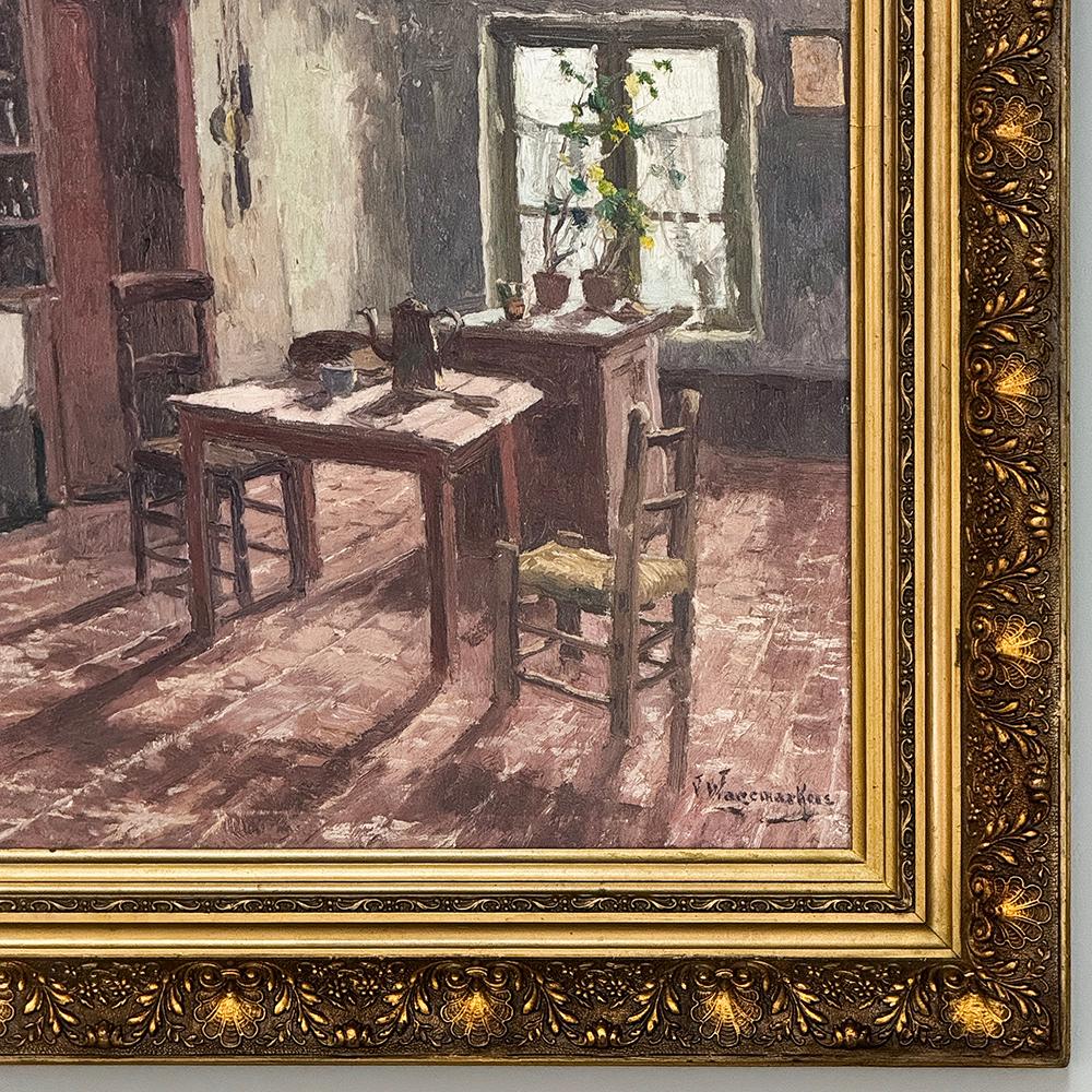 Framed Oil Painting on Canvas by Victor Waegemaeckers, ca. 1890s For Sale 1
