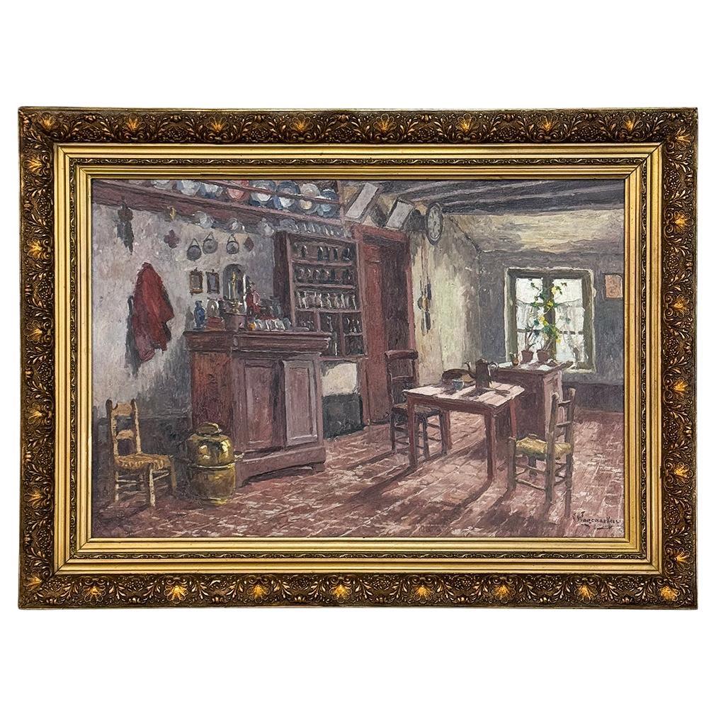 Framed Oil Painting on Canvas by Victor Waegemaeckers, ca. 1890s