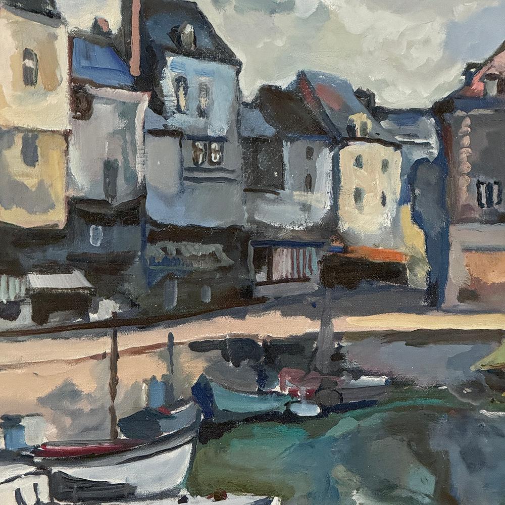 Gerahmtes Ölgemälde auf Leinwand ~ Port de Plaisance von Pol Renar im Angebot 3
