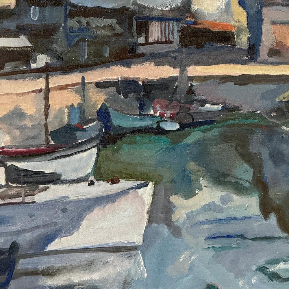 Gerahmtes Ölgemälde auf Leinwand ~ Port de Plaisance von Pol Renar im Angebot 4