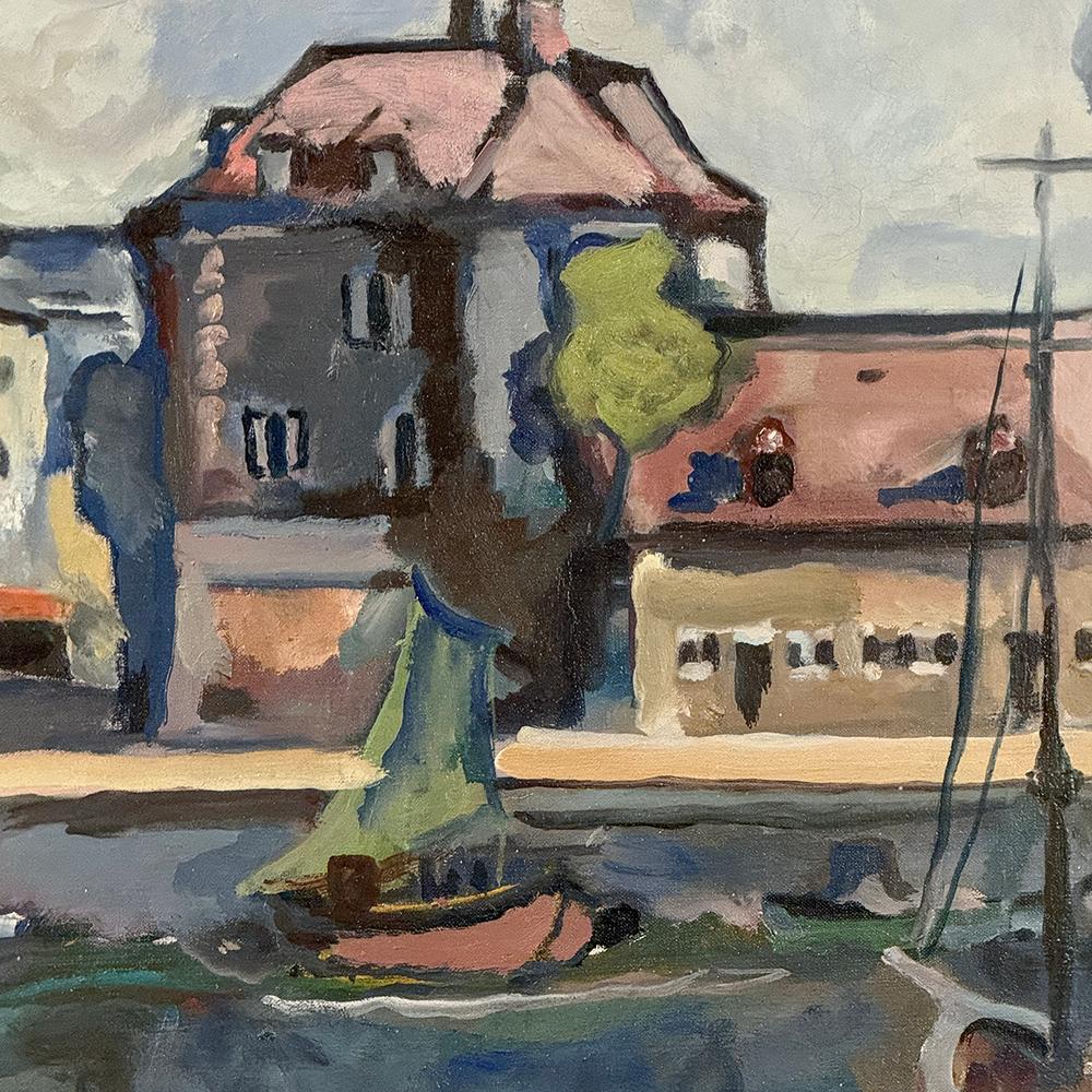 Gerahmtes Ölgemälde auf Leinwand ~ Port de Plaisance von Pol Renar im Angebot 5