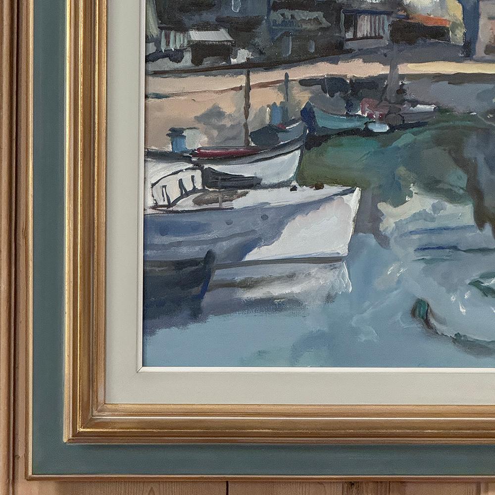 Gerahmtes Ölgemälde auf Leinwand ~ Port de Plaisance von Pol Renar im Angebot 1