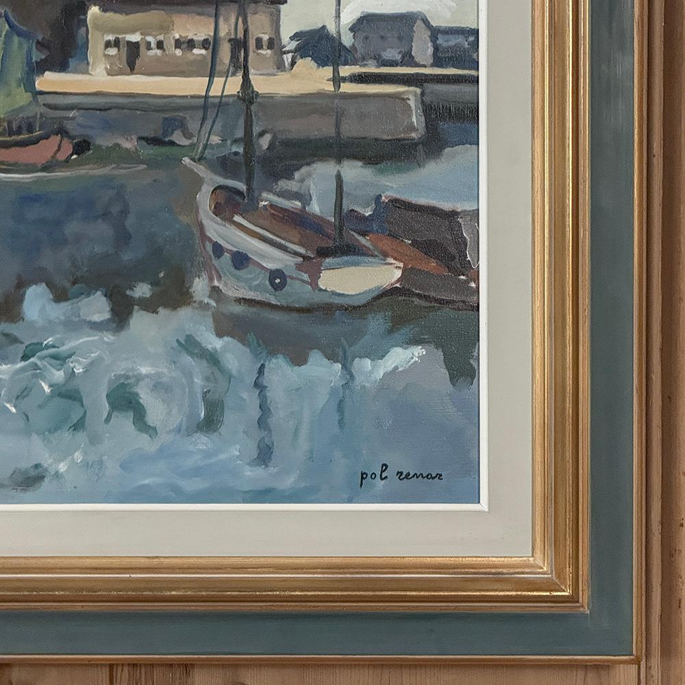 Gerahmtes Ölgemälde auf Leinwand ~ Port de Plaisance von Pol Renar im Angebot 2