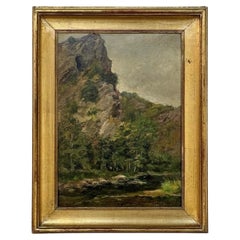 Gerahmtes Ölgemälde auf Tafel von Laurent Souky (1914-2005), "Rochers des Nutons".