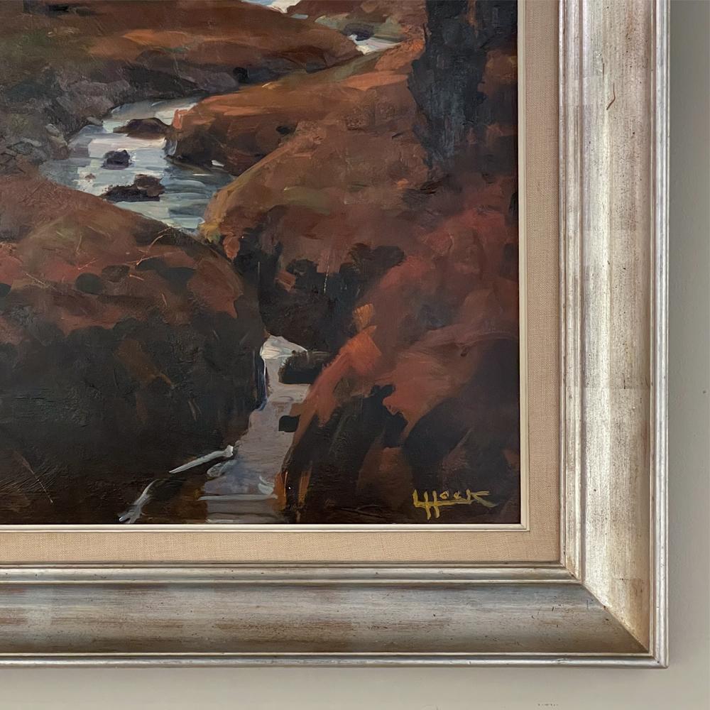 Hand-Painted Framed Oil Painting on Panel by Lucien Hock For Sale