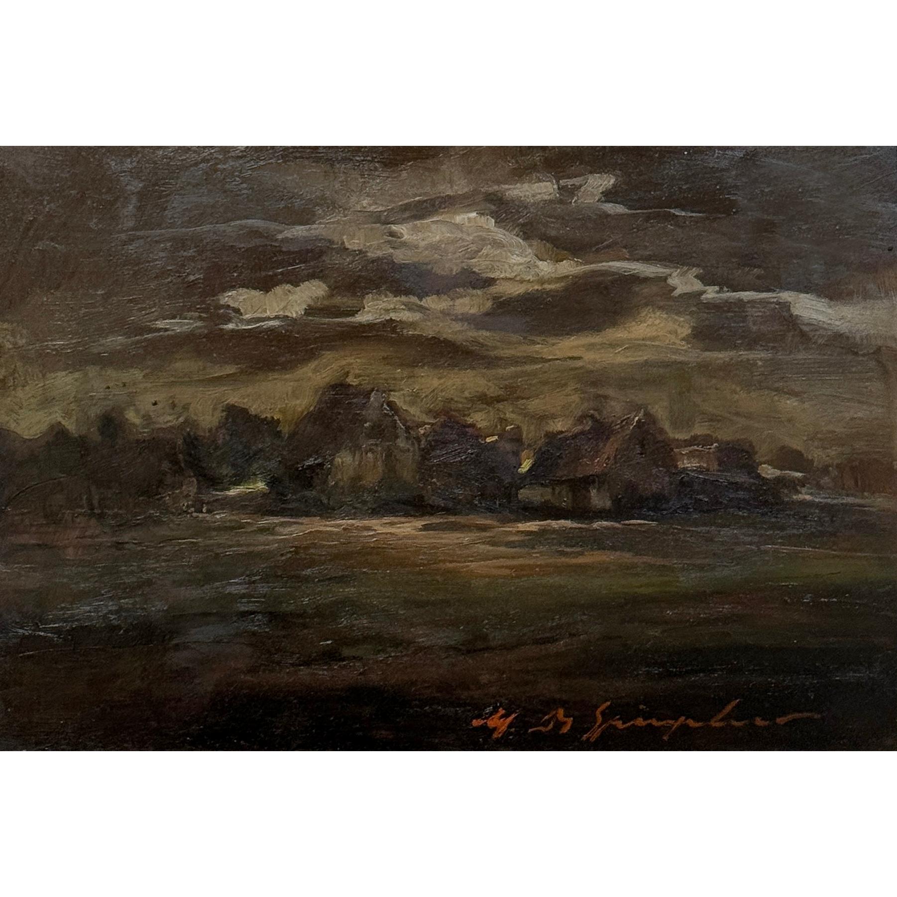 Expressionist Framed Oil Painting on Panel by Marthe de Spiegeleir (1897-1991) For Sale