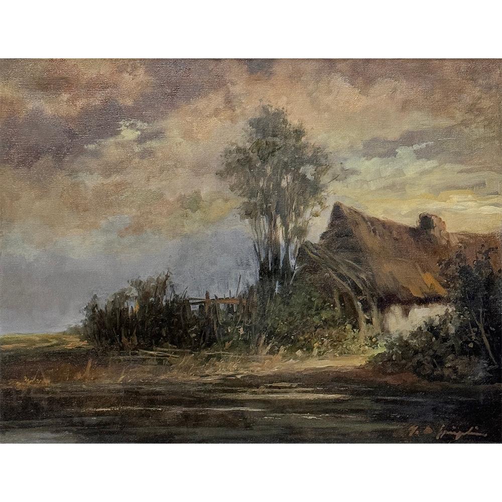 Expressionist Framed Oil Painting on Panel by Marthe de Spiegeleir (1897-1991) For Sale