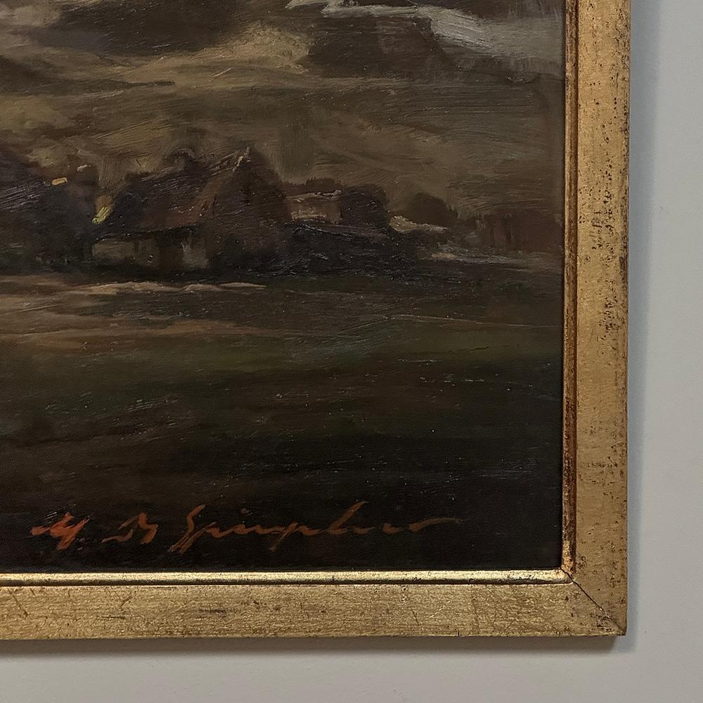 Wood Framed Oil Painting on Panel by Marthe de Spiegeleir (1897-1991) For Sale