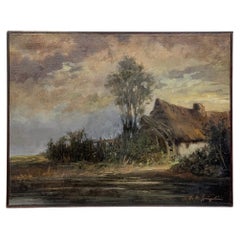 Pittura a olio su pannello incorniciata di Marthe de Spiegeleir (1897-1991)