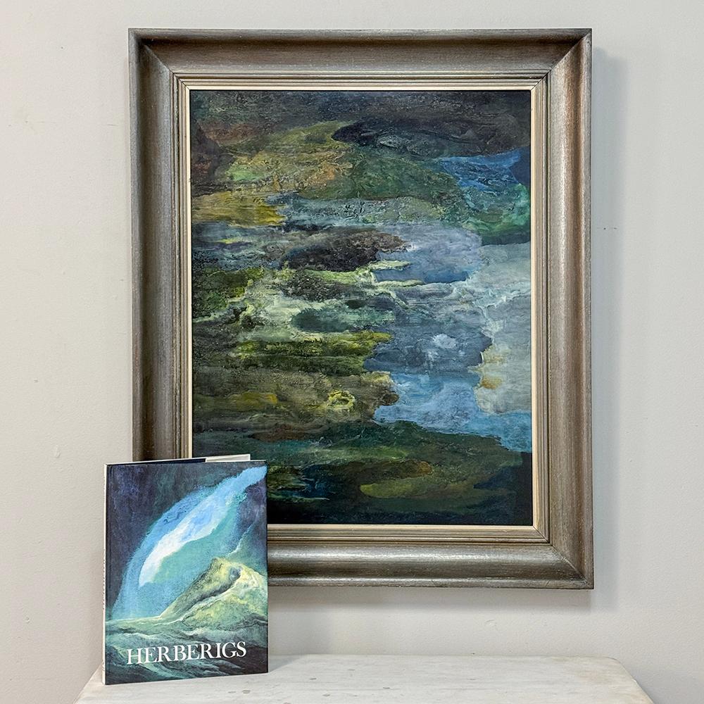 La peinture à l'huile encadrée sur panneau de Van Herberigs avec BOOK est un exemple intéressant du travail de l'artiste.  Herberig a brouillé la distinction entre le post-impressionnisme et l'abstraction.  Utilisant des tons de terre audacieux pour