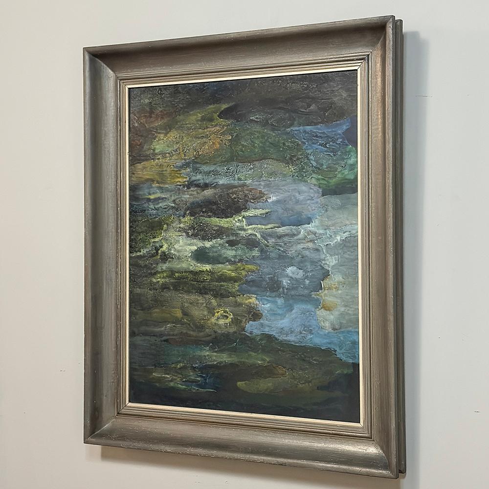 Peint à la main Peinture à l'huile sur panneau encadrée de Van Herberigs avec BOOK en vente