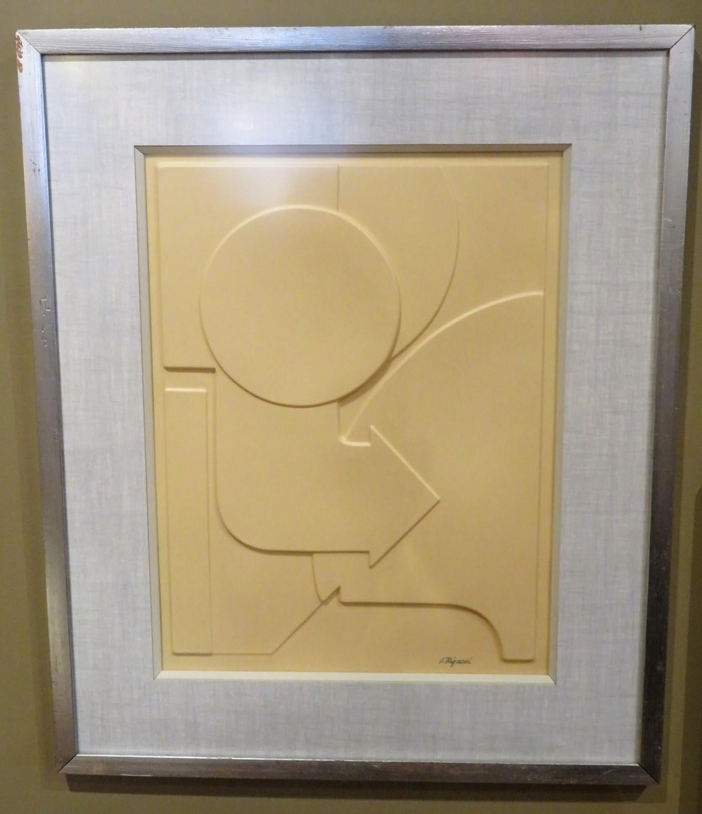 Framed Op Art Geometric Design Molded Plastic by i. Rigacci 1960s 4
